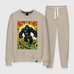 Костюм хлопковый женский Разъяренная горилла, цвет: миндальный