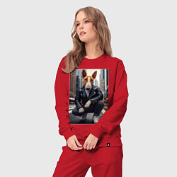 Костюм хлопковый женский Булли на улице Нью-Йорка - нейросеть, цвет: красный — фото 2