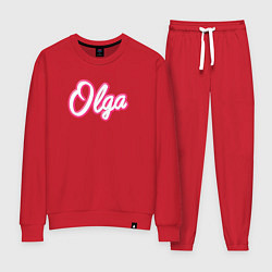 Костюм хлопковый женский Ольга в стиле Барби - объемный шрфит, цвет: красный