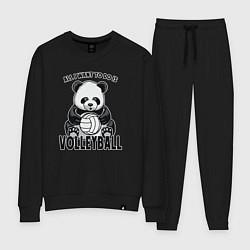 Костюм хлопковый женский Panda volleyball, цвет: черный