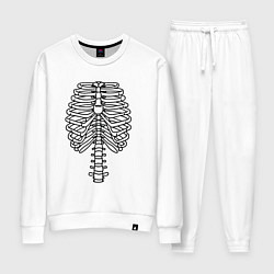 Костюм хлопковый женский Скелет рентген, цвет: белый