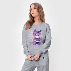 Костюм хлопковый женский Фиолетовый дракон в свитере, цвет: меланж — фото 2