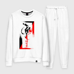 Костюм хлопковый женский Боевые искуства black and red, цвет: белый