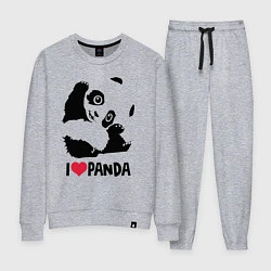 Костюм хлопковый женский I love panda, цвет: меланж