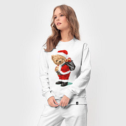 Костюм хлопковый женский Teddy медвежонок дед мороз, цвет: белый — фото 2