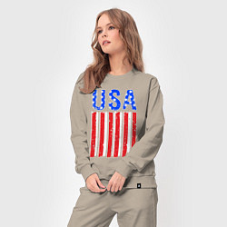 Костюм хлопковый женский America flag, цвет: миндальный — фото 2