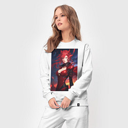 Костюм хлопковый женский Девушка в красном аниме в тренде, цвет: белый — фото 2