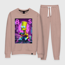 Костюм хлопковый женский Bart Simpson - cool gamer, цвет: пыльно-розовый