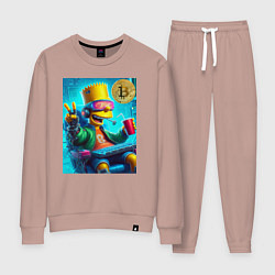 Костюм хлопковый женский Барт Симпсон владелец биткоина, цвет: пыльно-розовый