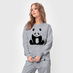 Костюм хлопковый женский Грустная панда сидит, цвет: меланж — фото 2