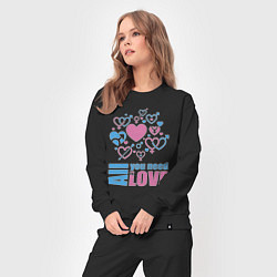 Костюм хлопковый женский All you net is love, цвет: черный — фото 2