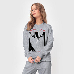 Костюм хлопковый женский Лицо девушки в стиле манга, цвет: меланж — фото 2