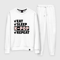 Костюм хлопковый женский Есть спать kpop опять, цвет: белый