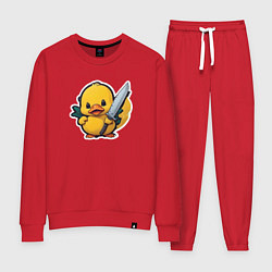 Костюм хлопковый женский Боевой утенок, цвет: красный