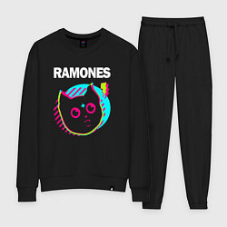 Костюм хлопковый женский Ramones rock star cat, цвет: черный