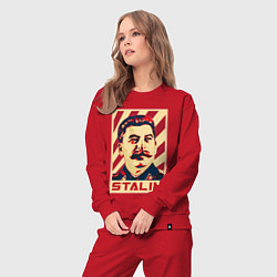 Костюм хлопковый женский Stalin face, цвет: красный — фото 2