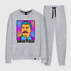 Костюм хлопковый женский Send em to gulag, цвет: меланж