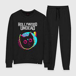 Костюм хлопковый женский Hollywood Undead rock star cat, цвет: черный