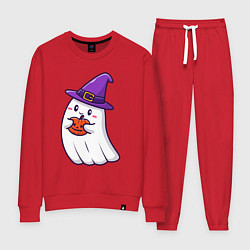 Костюм хлопковый женский Добрый призрак, цвет: красный