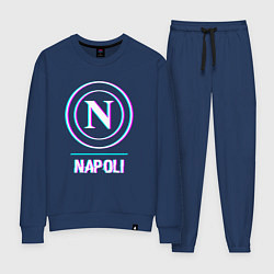 Костюм хлопковый женский Napoli FC в стиле glitch, цвет: тёмно-синий