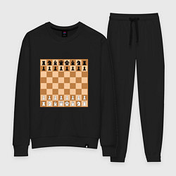 Костюм хлопковый женский Шахматная доска без нумерации, цвет: черный