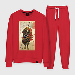 Костюм хлопковый женский Самурай Какидзаки Кагэиэ: гравюра укиё-э, цвет: красный