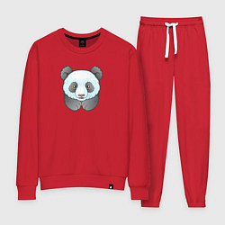 Костюм хлопковый женский Маленькая забавная панда, цвет: красный