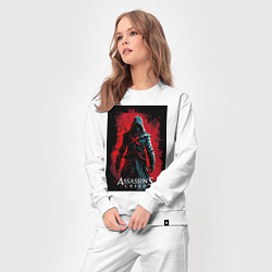 Костюм хлопковый женский Assassins creed на фоне красной стены, цвет: белый — фото 2