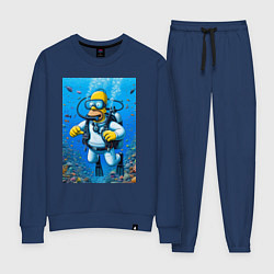 Костюм хлопковый женский Homer diving - ai art, цвет: тёмно-синий