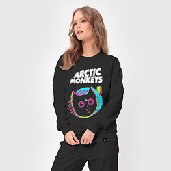 Костюм хлопковый женский Arctic Monkeys rock star cat, цвет: черный — фото 2