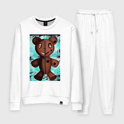 Костюм хлопковый женский Криповый медведь, цвет: белый