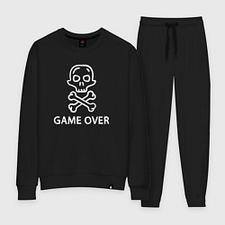 Костюм хлопковый женский Game over inscription, цвет: черный