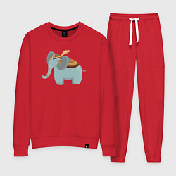 Костюм хлопковый женский Cute elephant, цвет: красный