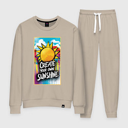 Костюм хлопковый женский Create your own sunshine, цвет: миндальный