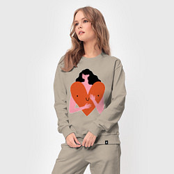 Костюм хлопковый женский Heart girl, цвет: миндальный — фото 2