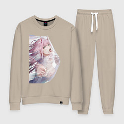 Костюм хлопковый женский Милый во Франксе Zero Two, цвет: миндальный