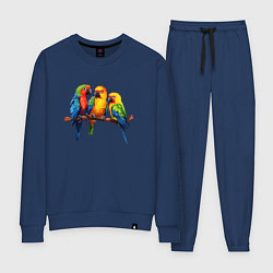 Костюм хлопковый женский Разговор попугаев, цвет: тёмно-синий