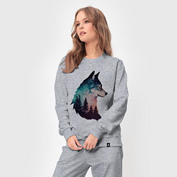 Костюм хлопковый женский Волк силуэт, цвет: меланж — фото 2