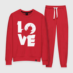 Костюм хлопковый женский Love heart, цвет: красный