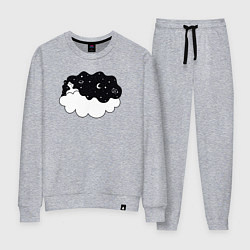 Костюм хлопковый женский Космическая девушка на облаке, цвет: меланж