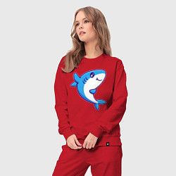 Костюм хлопковый женский Дружелюбная акула, цвет: красный — фото 2