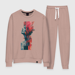 Костюм хлопковый женский Девушка абстракция, цвет: пыльно-розовый