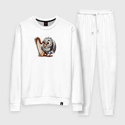 Костюм хлопковый женский Гарпия играет на арфе и поет, цвет: белый