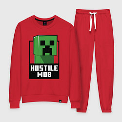 Костюм хлопковый женский Minecraft hostile mob, цвет: красный