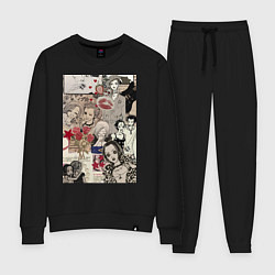 Костюм хлопковый женский Нана Осаки коллаж, цвет: черный