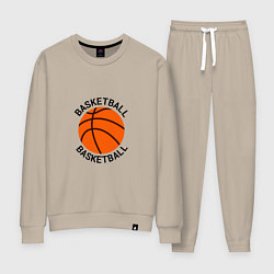 Костюм хлопковый женский Эмблема баскетбольный мяч basketball, цвет: миндальный