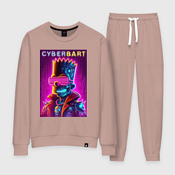 Костюм хлопковый женский Cyber Bart - neon glow ai art fantasy, цвет: пыльно-розовый