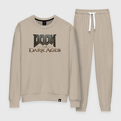 Костюм хлопковый женский Doom the dark ages logo, цвет: миндальный