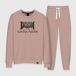 Костюм хлопковый женский Doom the dark ages logo, цвет: пыльно-розовый