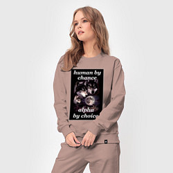 Костюм хлопковый женский Human by chance, alpha by choice, цвет: пыльно-розовый — фото 2